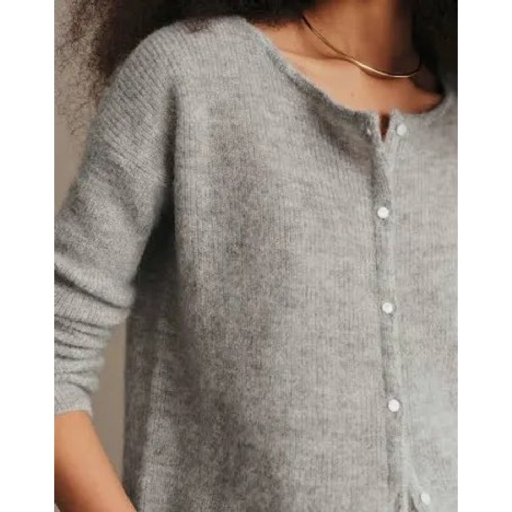Sezane Gaspard Cardigan Grey Mohair Alpaca Blend Reversible Sweater XS